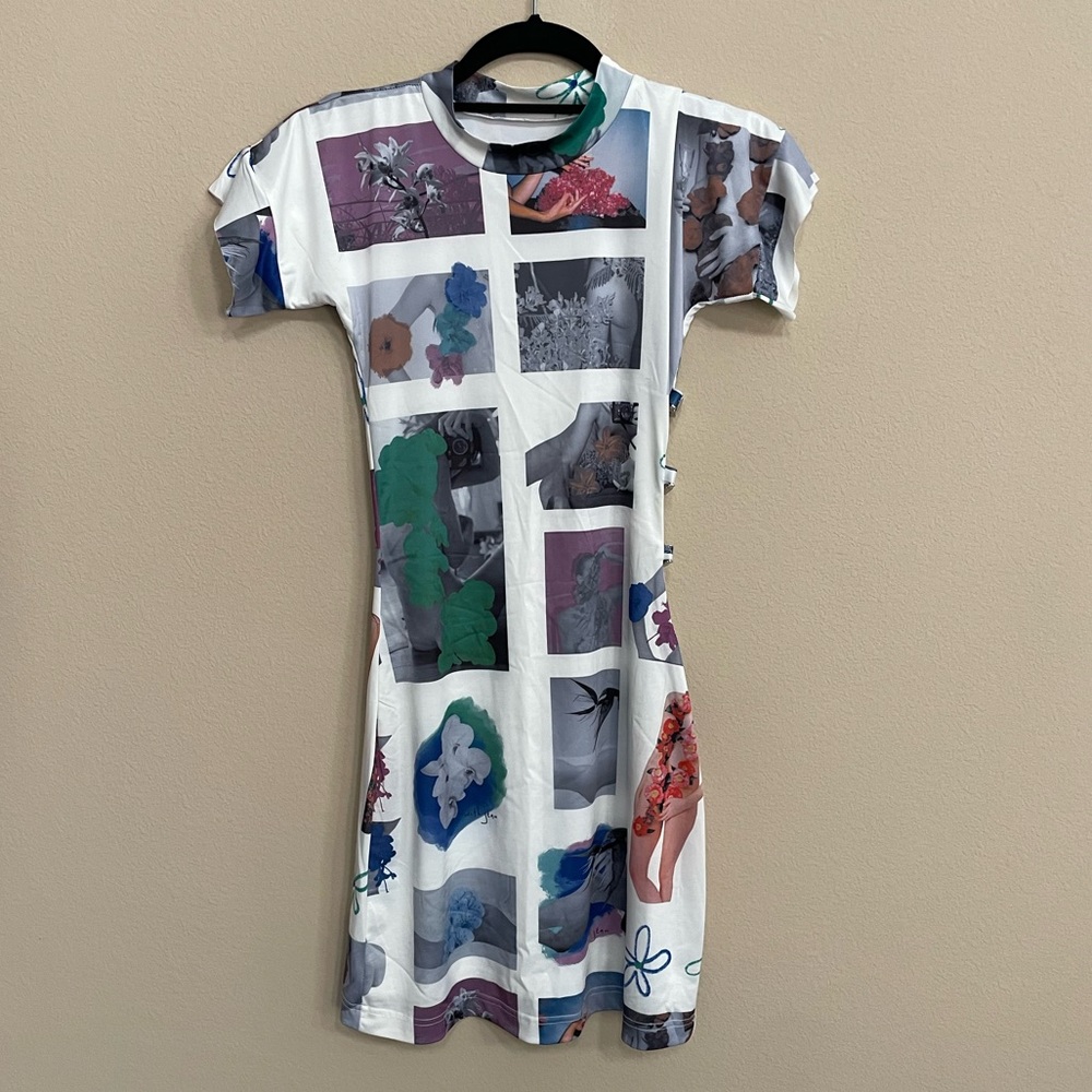 With Jean Lovers Dress Graphic Print with Cutout Detail